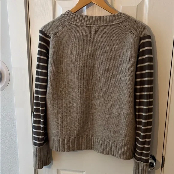 Tory Burch Brown, multicolored strip V-Neck Sweater - Picture 4 of 5